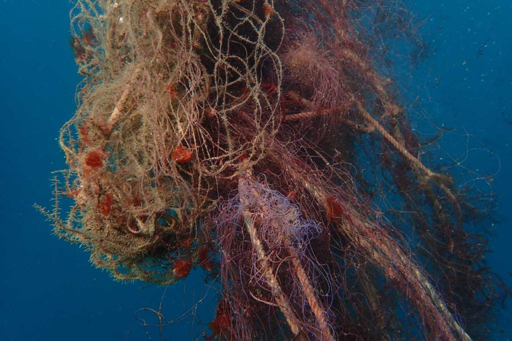 ghost net drifting in Indian Ocean