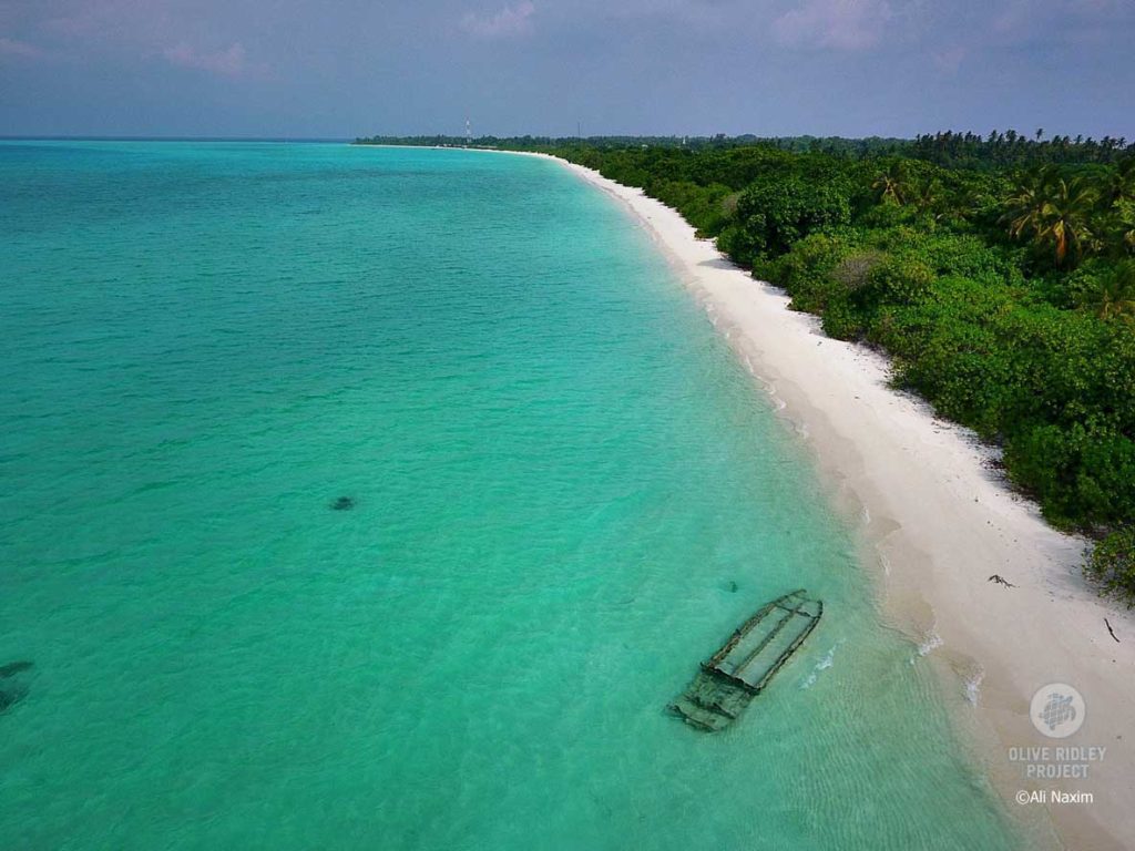 Ha.Kelaa Maldives white sandy beach with wreck