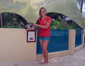 Turtle vet Claire and turtle patient Chanel