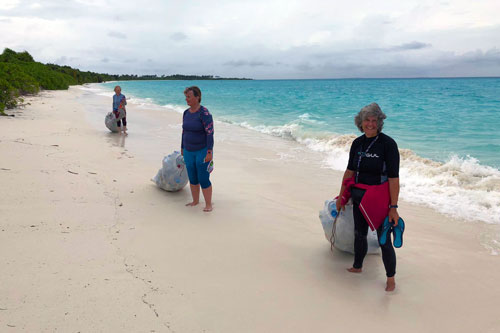 Beach cleaning in Maldives