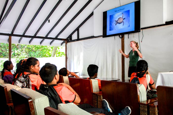 Immaduddin School students participating in a Marine Education Programme at One & Only Reethi Rah