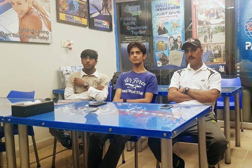 Alam, Usman and Asif in the classroom at Indus Scuba