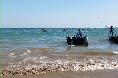 A dive boat being loaded for the first open water dive by ORP Pakistan's team