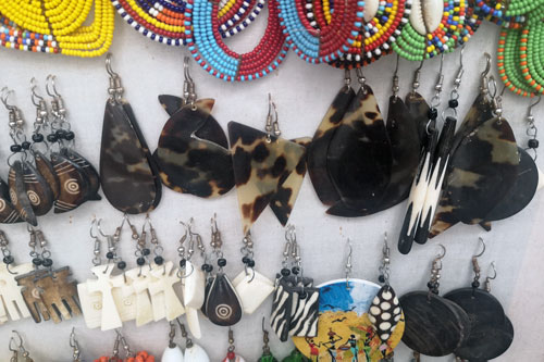 Hawksbills are often poached for their beautiful shell. Jewellery made of tortoise shell for sale. Image.