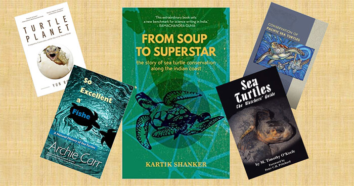 Books that focus on turtle conservation. Image.