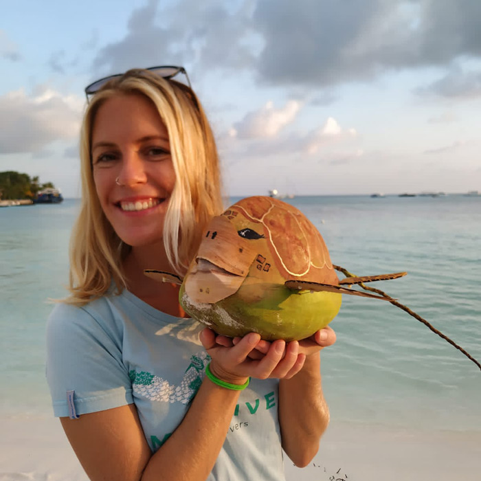 Photo of Emily Mundy, ORP Sea Turlte Biologist, Lhaviyani Atoll, Maldives. Image.