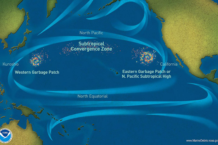 Pacific-garbage-patch-map. Graphic.