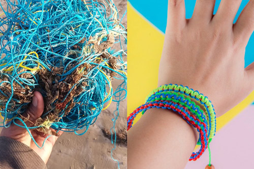 From ghost net to bracelet. Circular economy. Image.