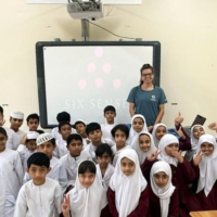 Big smiles and turtley infectious giggles. ORP Sea Turtle Biologist, Jasmine, spent World Turtle Day with school children in Oman, helping them learn all about sea turtles.